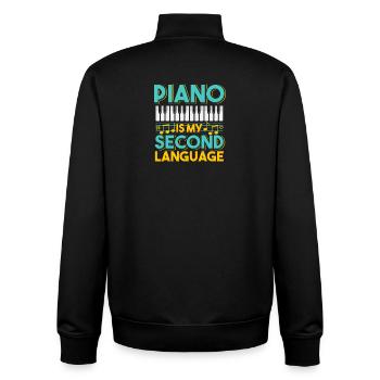 Piano Is My Second Language Musical Quote Design - Unisex Organic Zip Sweatshirt von Stanley/Stella - Schwarz - Hinten - AI Model Male 185 light (185cm)