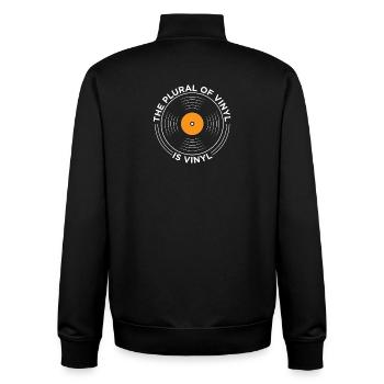 The Plural Of Vinyl Is Vinyl Funny Music Design - Unisex Organic Zip Sweatshirt by Stanley/Stella - black - Back - AI Model Male 185 light (185cm)