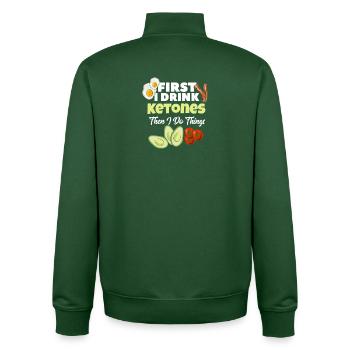 Ketones Keto Diet Avocado Eggs Bacon Healthy Art - Unisex Organic Zip Sweatshirt von Stanley/Stella - Flaschengrün - Hinten - AI Model Male 185 dark (185cm)