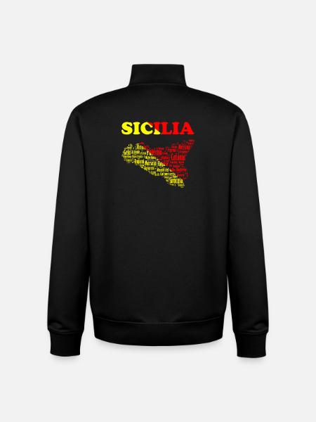 Sicily souvenir t-shirt with map and colors - Unisex Organic Zip Sweatshirt by Stanley/Stella - black