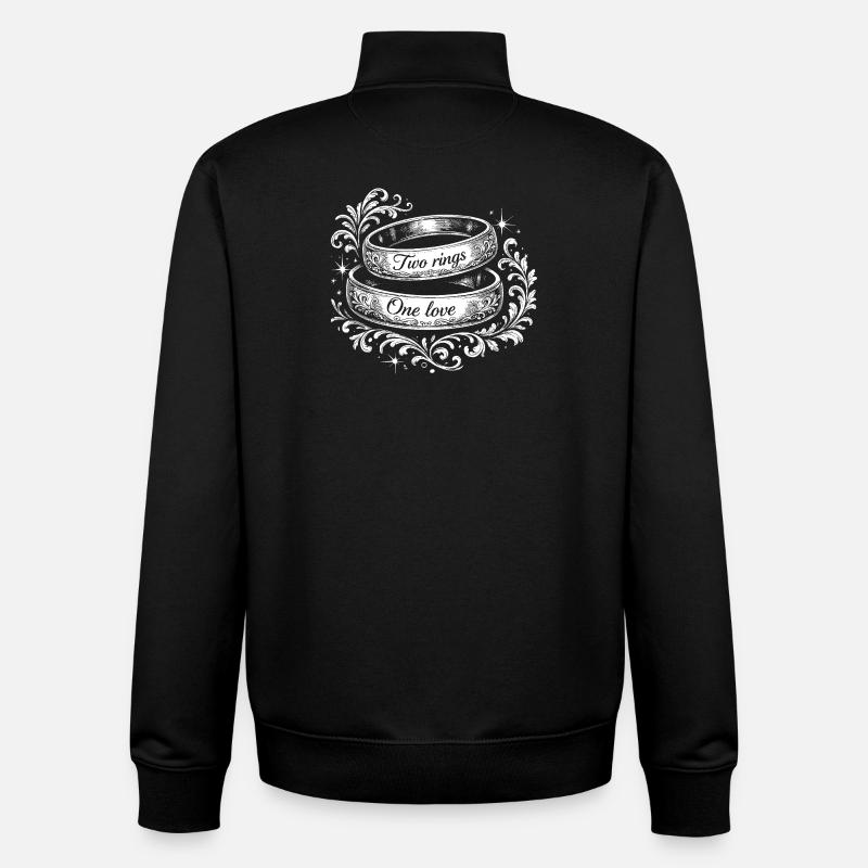 Deux bagues, un amour - Sweat zippé unisexe en coton bio Stanley/Stella - noir