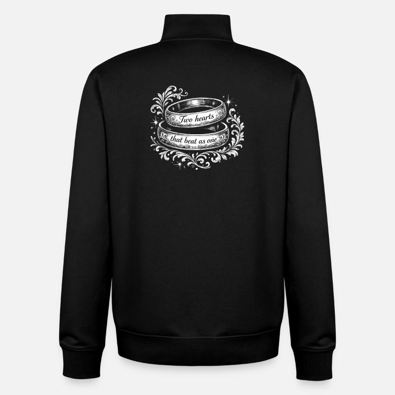 Zwei Herzen in Ringen - Unisex Organic Zip Sweatshirt von Stanley/Stella - Schwarz