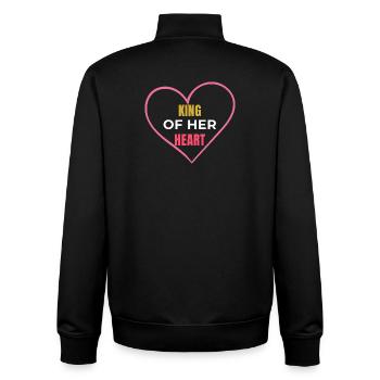 King of Her Heart Romantic Couple T-Shirt Design - Unisex Organic Zip Sweatshirt by Stanley/Stella - black - Back - AI Model Male 185 light (185cm)