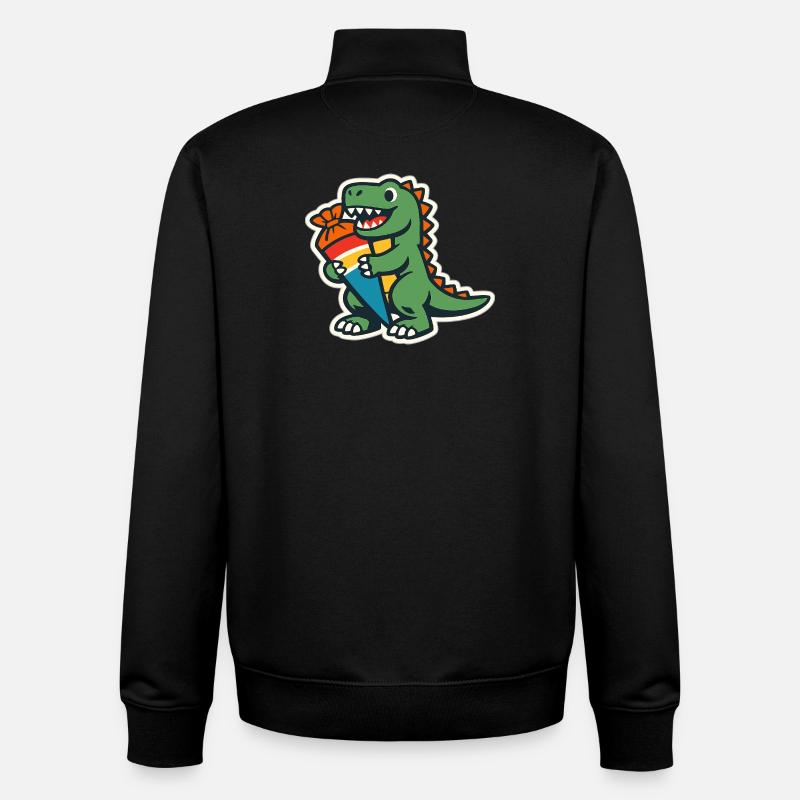 Schulkind Dino Einschulung Geschenk - Unisex Organic Zip Sweatshirt von Stanley/Stella - Schwarz