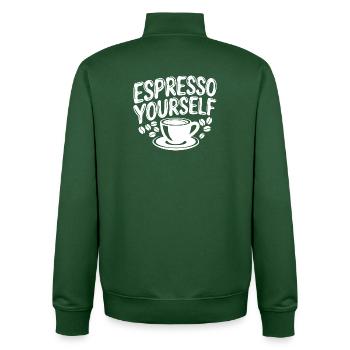 Espresso Yourself Kaffeefreude - Unisex Organic Zip Sweatshirt von Stanley/Stella - Flaschengrün - Hinten - AI Model Male 185 dark (185cm)