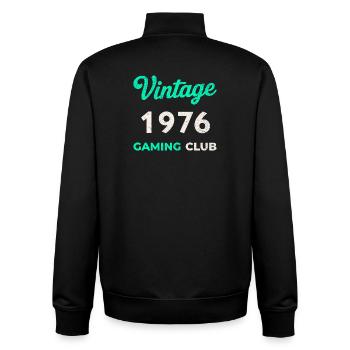 Vintage 1976 – Gaming Club Retro Birth Year - Unisex Organic Zip Sweatshirt by Stanley/Stella - black - Back - AI Model Male 185 light (185cm)