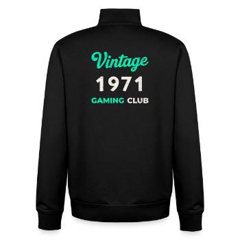Vintage 1971 – Gaming Club Retro Birth Year - Unisex Organic Zip Sweatshirt by Stanley/Stella - black - Back - AI Model Male 185 light (185cm)