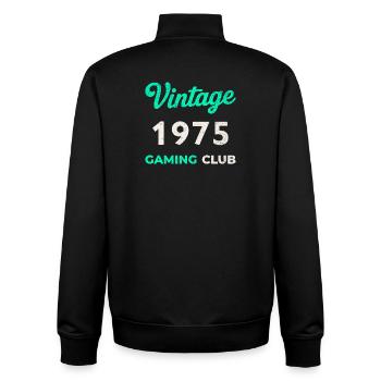 Vintage 1975 – Gaming Club Retro Birth Year - Unisex Organic Zip Sweatshirt by Stanley/Stella - black - Back - AI Model Male 185 light (185cm)