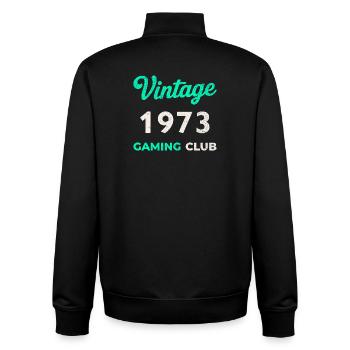 Vintage 1973 – Gaming Club Retro Birth Year - Unisex Organic Zip Sweatshirt by Stanley/Stella - black - Back - AI Model Male 185 light (185cm)