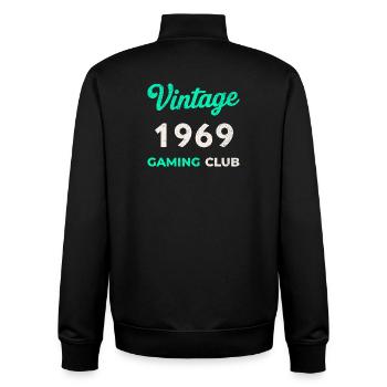 Vintage 1969 – Gaming Club Retro Birth Year - Unisex Organic Zip Sweatshirt by Stanley/Stella - black - Back - AI Model Male 185 light (185cm)