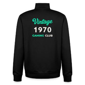 Vintage 1970 – Gaming Club Retro Birth Year - Unisex Organic Zip Sweatshirt by Stanley/Stella - black - Back - AI Model Male 185 light (185cm)