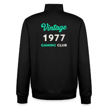 Vintage 1977 – Gaming Club Retro Birth Year - Unisex Organic Zip Sweatshirt by Stanley/Stella - black - Back - AI Model Male 185 light (185cm)
