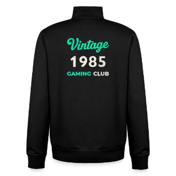 Vintage 1985 – Gaming Club Retro Birth Year - Unisex Organic Zip Sweatshirt by Stanley/Stella - black - Back - AI Model Male 185 light (185cm)