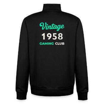 Vintage 1958 – Gaming Club Retro Birth Year - Unisex Organic Zip Sweatshirt by Stanley/Stella - black - Back - AI Model Male 185 light (185cm)