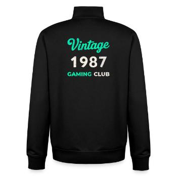 Vintage 1987 – Gaming Club Retro Birth Year - Unisex Organic Zip Sweatshirt by Stanley/Stella - black - Back - AI Model Male 185 light (185cm)