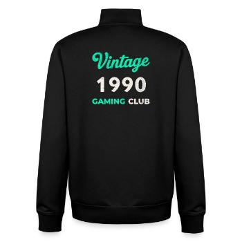 Vintage 1990 – Gaming Club Retro Birth Year - Unisex Organic Zip Sweatshirt by Stanley/Stella - black - Back - AI Model Male 185 light (185cm)