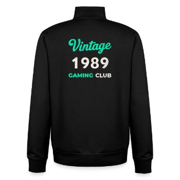 Vintage 1989 – Gaming Club Retro Birth Year - Unisex Organic Zip Sweatshirt by Stanley/Stella - black - Back - AI Model Male 185 light (185cm)