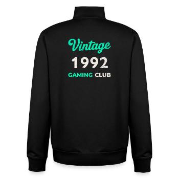 Vintage 1992 – Gaming Club Retro Birth Year - Unisex Organic Zip Sweatshirt by Stanley/Stella - black - Back - AI Model Male 185 light (185cm)