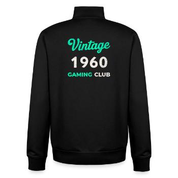 Vintage 1960 – Gaming Club Retro Birth Year - Unisex Organic Zip Sweatshirt by Stanley/Stella - black - Back - AI Model Male 185 light (185cm)