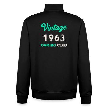 Vintage 1963 – Gaming Club Retro Birth Year - Unisex Organic Zip Sweatshirt by Stanley/Stella - black - Back - AI Model Male 185 light (185cm)