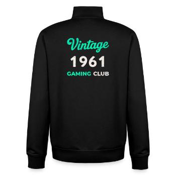 Vintage 1961 – Gaming Club Retro Birth Year - Unisex Organic Zip Sweatshirt by Stanley/Stella - black - Back - AI Model Male 185 light (185cm)