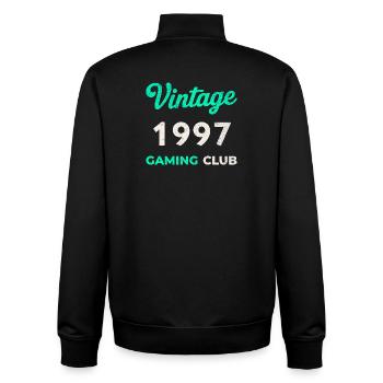 Vintage 1997 – Gaming Club Retro Birth Year - Unisex Organic Zip Sweatshirt by Stanley/Stella - black - Back - AI Model Male 185 light (185cm)