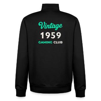 Vintage 1959 – Gaming Club Retro Birth Year - Unisex Organic Zip Sweatshirt by Stanley/Stella - black - Back - AI Model Male 185 light (185cm)