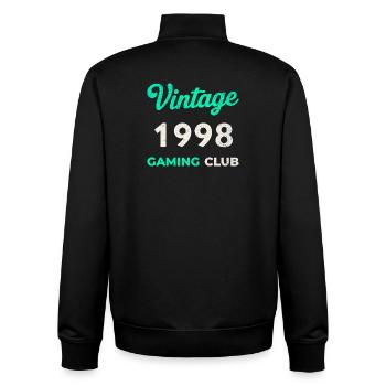 Vintage 1998 – Gaming Club Retro Birth Year - Unisex Organic Zip Sweatshirt by Stanley/Stella - black - Back - AI Model Male 185 light (185cm)