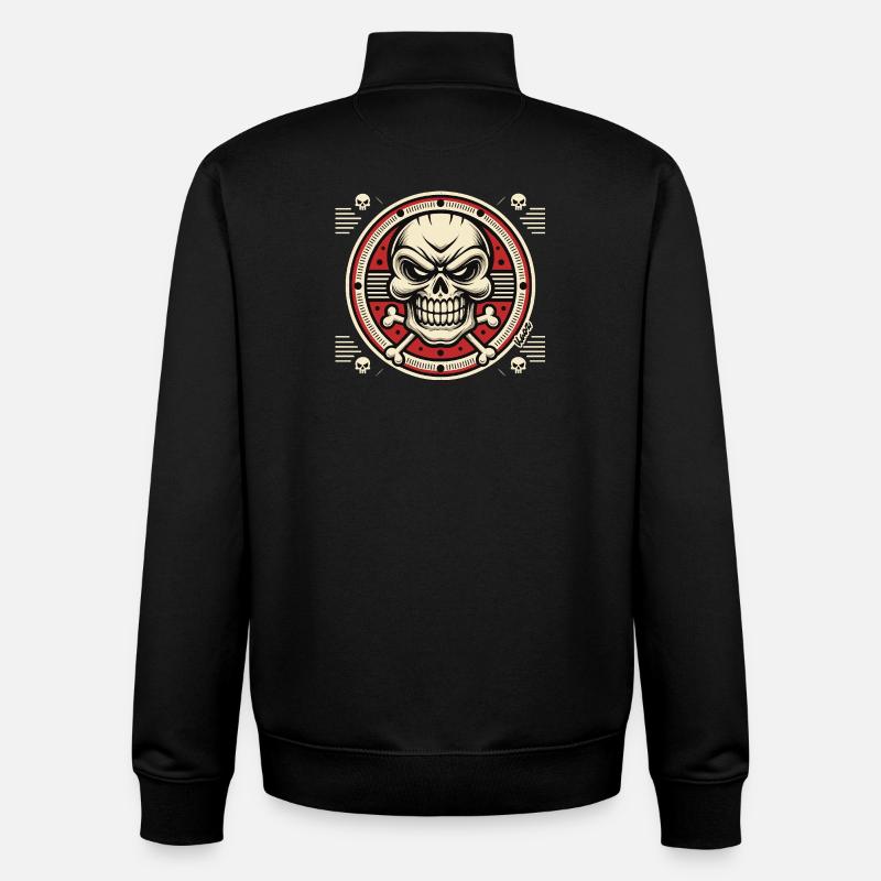 Skull Emblem with Crossed Bones - Unisex Organic Zip Sweatshirt by Stanley/Stella - black