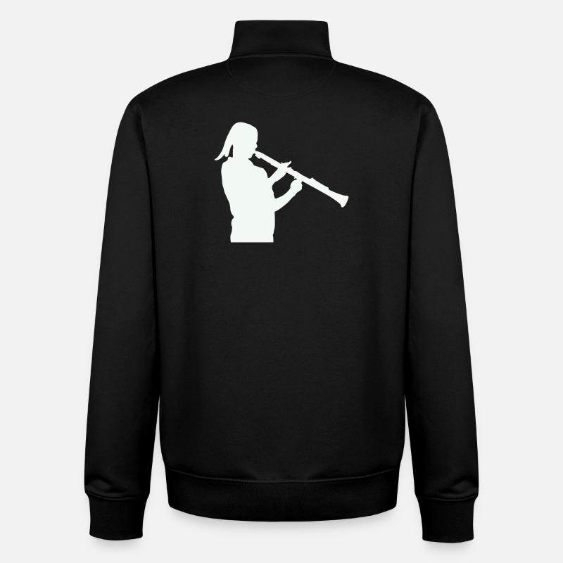 Silhouette with clarinet - Unisex Organic Zip Sweatshirt by Stanley/Stella - black