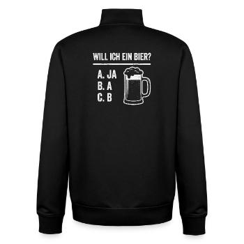 Une chemise en train de dire la bière pour hommes avec de l’humour - Sweat zippé unisexe en coton bio Stanley/Stella - noir - Dos - AI Model Male 185 light (185cm)