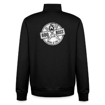 BBQ Griller Hoodie, Tasche, T-shirt Geschenk - Unisex Organic Zip Sweatshirt von Stanley/Stella - Schwarz - Hinten - AI Model Male 185 light (185cm)