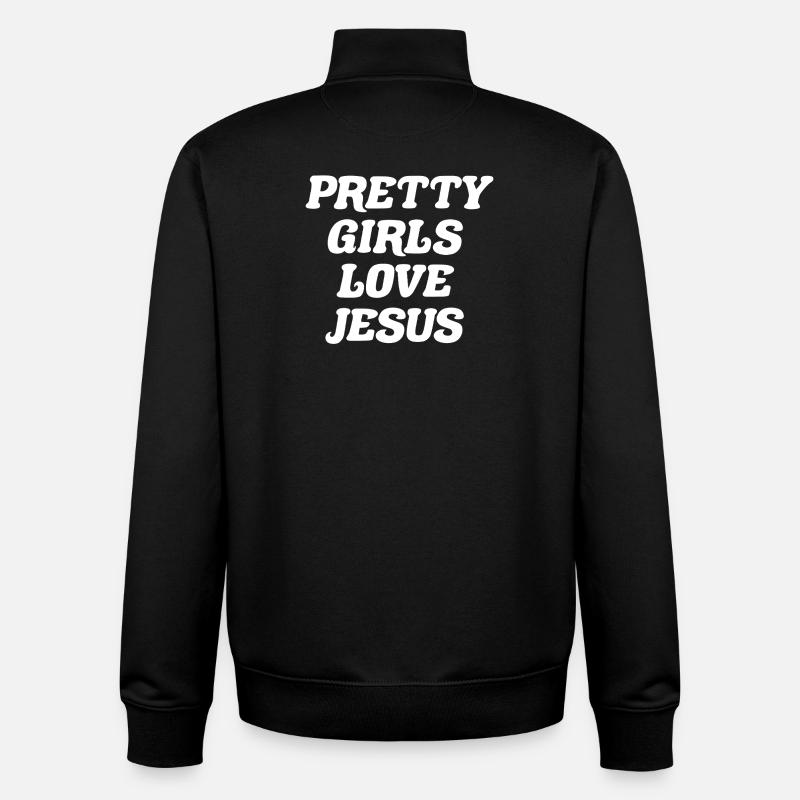 Les jolies filles aiment Jésus - Sweat zippé unisexe en coton bio Stanley/Stella - noir