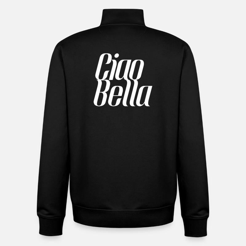 Ciao Bella Italie Dicton – Minimal Typer Design - Sweat zippé unisexe en coton bio Stanley/Stella - noir
