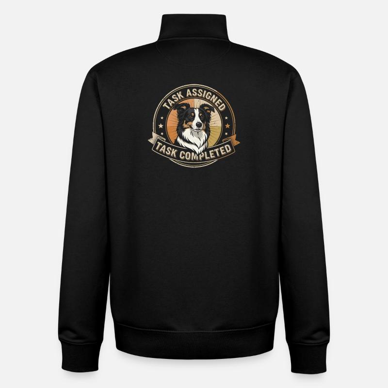 Task completed | Border Collie Badge - Unisex Organic Zip Sweatshirt by Stanley/Stella - black
