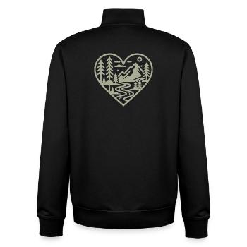 Heart Shape Landscape with Mountains & River - Unisex Organic Zip Sweatshirt by Stanley/Stella - black - Back - AI Model Male 185 light (185cm)