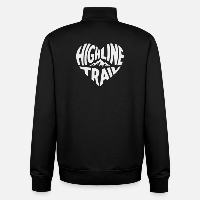 Highline Trail Mountain Trail Logo - Sweat zippé unisexe en coton bio Stanley/Stella - noir
