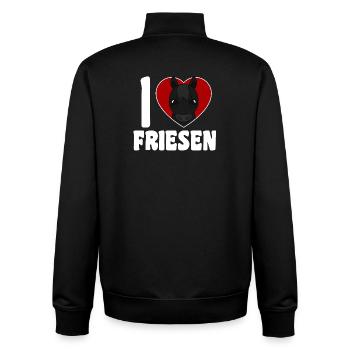 Ich liebe Friesen - Pferdeherz - Unisex Organic Zip Sweatshirt von Stanley/Stella - Schwarz - Hinten - AI Model Male 185 light (185cm)