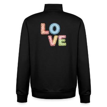 Love Patchwork Design Bunte Stoffflicken - Unisex Organic Zip Sweatshirt von Stanley/Stella - Schwarz - Hinten - AI Model Male 185 light (185cm)