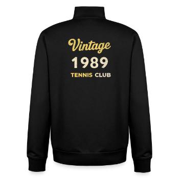 Vintage 1989 Tennis Club Retro Birthday Gift - Unisex Organic Zip Sweatshirt by Stanley/Stella - black - Back - AI Model Male 185 light (185cm)