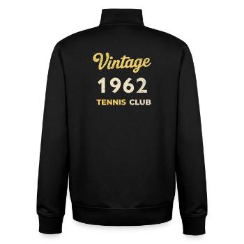Vintage 1962 Tennis Club Retro Birthday Gift - Unisex Organic Zip Sweatshirt by Stanley/Stella - black - Back - AI Model Male 185 light (185cm)