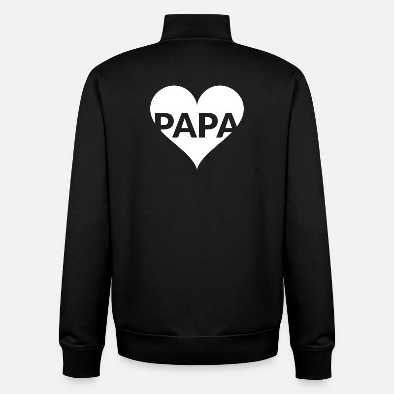 PAPA Heart Love Design - Sweat zippé unisexe en coton bio Stanley/Stella - noir