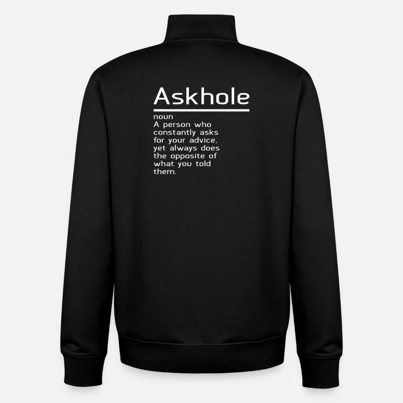 Askhole - Sweat zippé unisexe en coton bio Stanley/Stella - noir