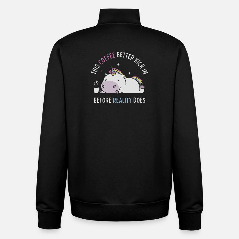 Kaffee vor der Realität - Unisex Organic Zip Sweatshirt von Stanley/Stella - Schwarz