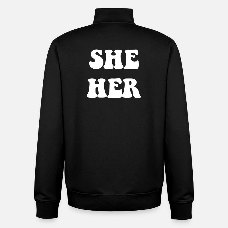 She Her Pronoun Respect - Unisex Organic Zip Sweatshirt by Stanley/Stella - black