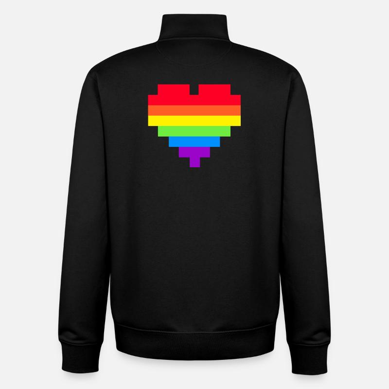 Pixel Herz Regenbogenfahne - Unisex Organic Zip Sweatshirt von Stanley/Stella - Schwarz