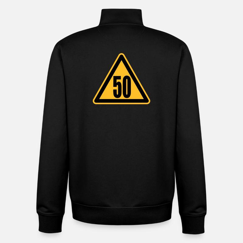 Warning 50 | Achtung 50 - Unisex Organic Zip Sweatshirt by Stanley/Stella - black