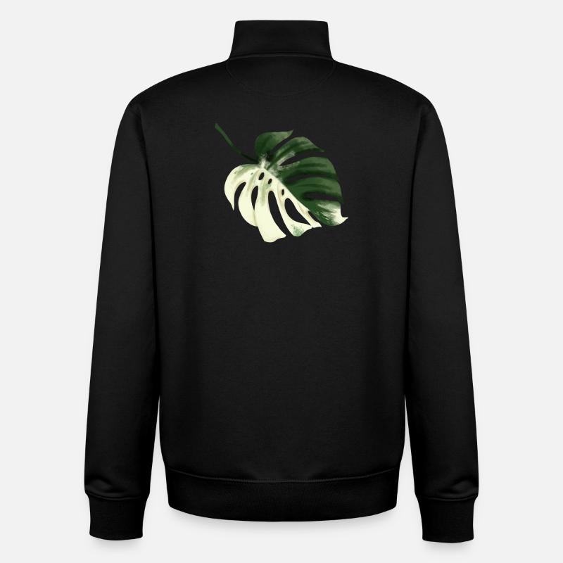 Conception premium Monstera - Sweat zippé unisexe en coton bio Stanley/Stella - noir
