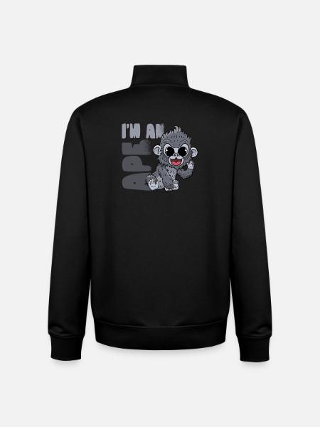 Gorille Singe - Sweat zippé unisexe en coton bio Stanley/Stella - noir