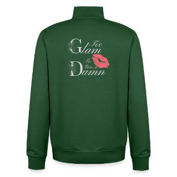 Too Glam To Give A Chilln - Citation amusante - Sweat zippé unisexe en coton bio Stanley/Stella - vert bouteille - Dos - AI Model Male 185 dark (185cm)